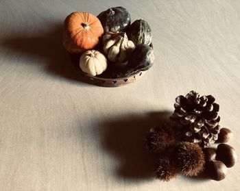 High angle view of vegetables on table