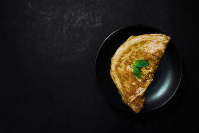 High angle view of breakfast in plate