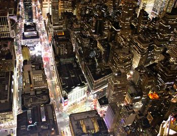 Aerial view of illuminated cityscape