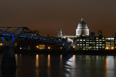 Illuminated buildings at night