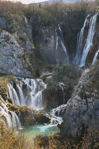 Scenic view of waterfall