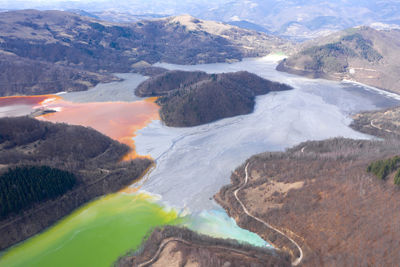 Aerial view of volcanic landscape