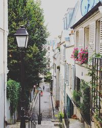 Street amidst houses and buildings in city