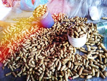 High angle view of vegetables for sale in market