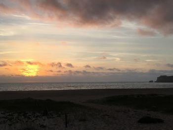 Scenic view of sea at sunset