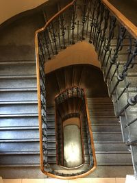 High angle view of spiral stairs