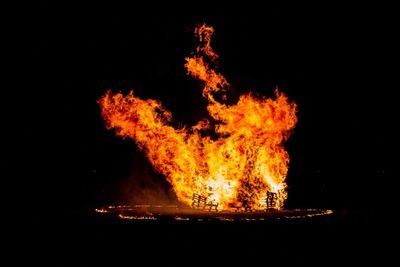 Close-up of bonfire at night