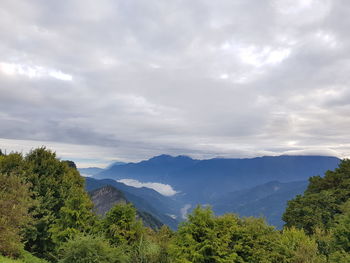 Scenic view of mountains against sky