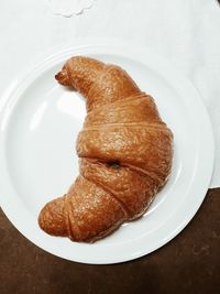 High angle view of bread in plate on table