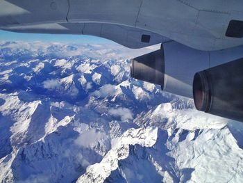 Aerial view of snow covered landscape