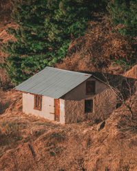 View of old building in field