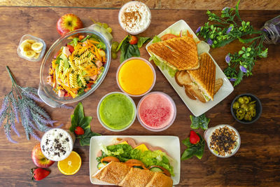 High angle view of fruits on table