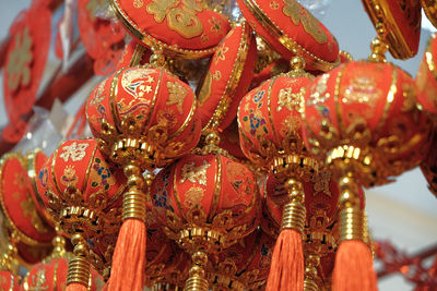Close-up of lanterns hanging