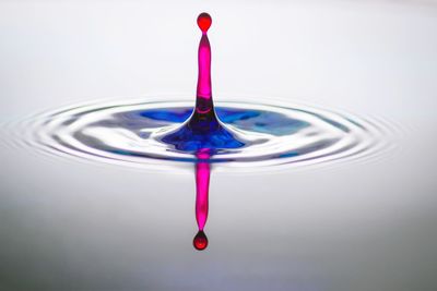 Close-up of drop falling on water