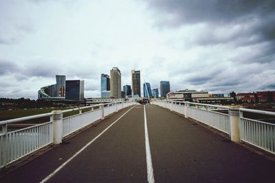 Road amidst buildings against sky in city