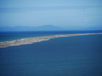 Scenic view of sea against blue sky