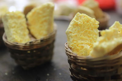 Close-up of ice cream in basket