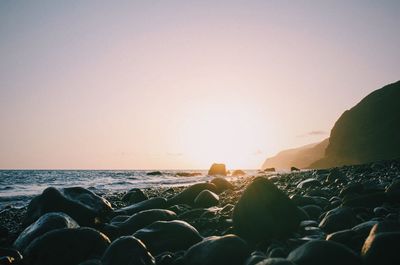 Scenic view of sea against clear sky