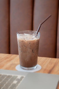 Close-up of coffee cup on table