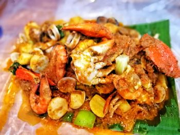 Close-up of meal served in plate