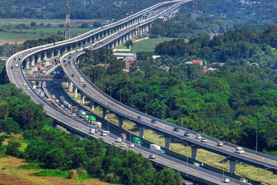 High angle view of bridge over river