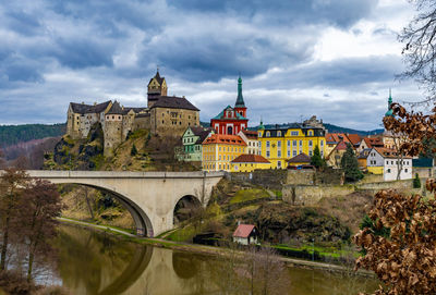 Bridge over river against sky