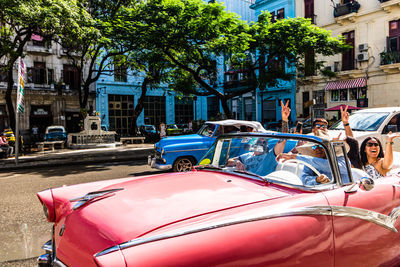 Cars on street in city