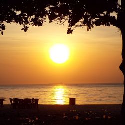 Scenic view of sea at sunset