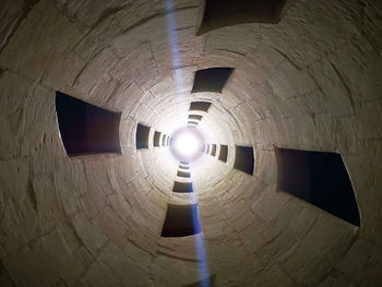 Directly below shot of illuminated ceiling in building