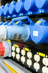 Close-up of pipes in factory
