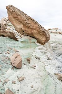 Rock formation on land against sky