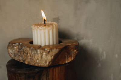 Close-up of illuminated candle