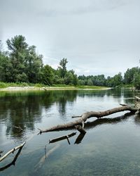 Scenic view of lake against sky