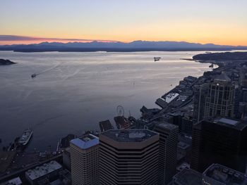 View of cityscape at sunset