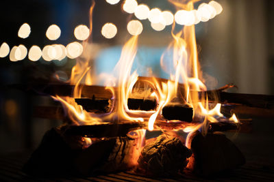 Burning fire with beautiful bokeh in the background