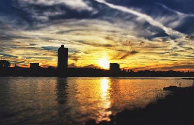 Scenic view of sunset over river