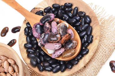 High angle view of fruits in plate