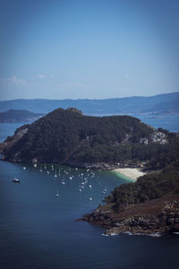 Scenic view of sea against blue sky