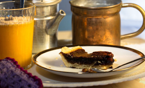 Close-up of drink served on table