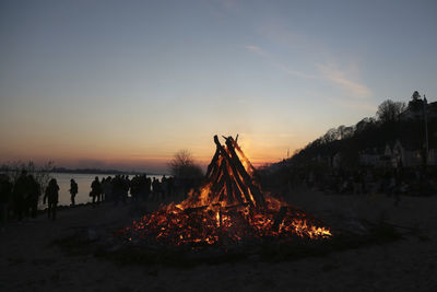 Hamburg, germany, april 2022. easter fire at the river elbe in blankenese, hamburg, germany.