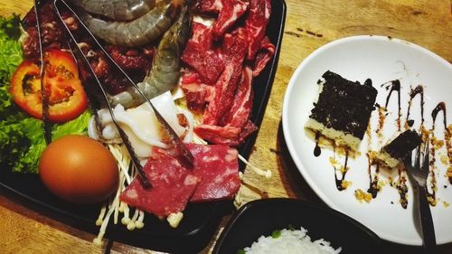 Close-up of food in plate on table