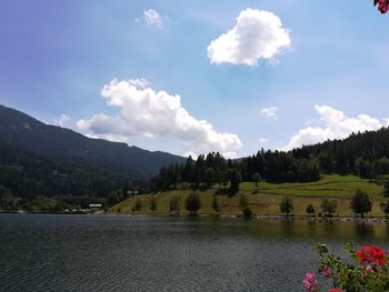 Scenic view of lake against sky