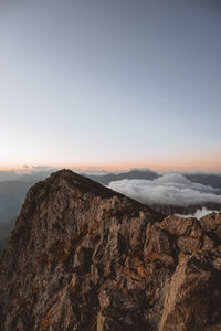 Clouds over the pyrenees. scenic sunrise.