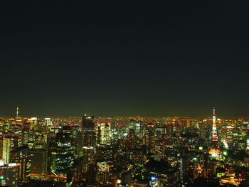 Illuminated cityscape at night