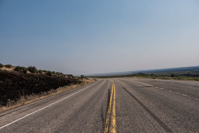 Empty road against clear sky