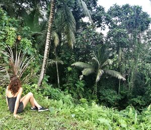 Woman with palm tree