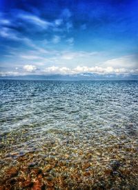 Scenic view of sea against cloudy sky