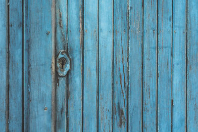 Full frame shot of old blue wooden door