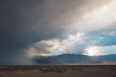 Storm clouds over landscape