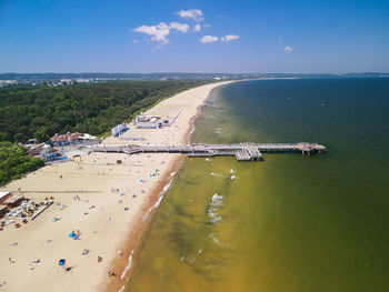 High angle view of beach against sky